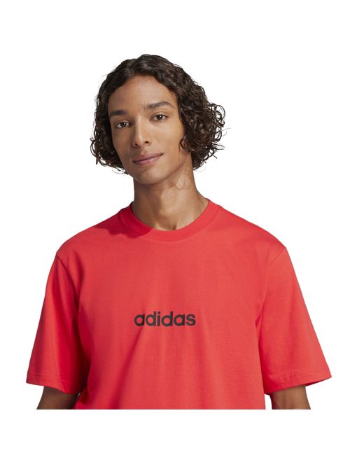 Adidas S Essentials Single Jersey Linear Embroidered Logo Red Linear 3xl for men