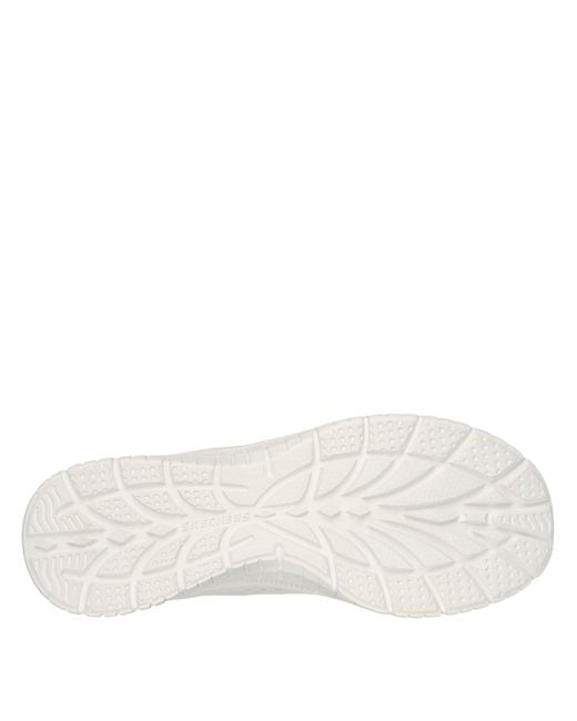 Skechers White Engineered Mesh Lace-Up W Memory F Slip On Trainers