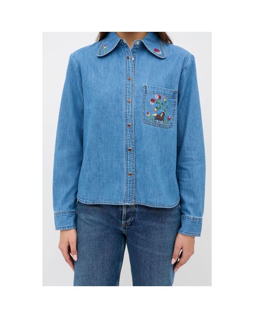 Rixo Blue Edaline Denim Jacket