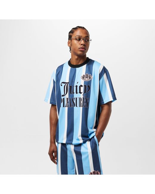 Pleasures Blue X Juicy Couture Striped Sport T-Shirt for men