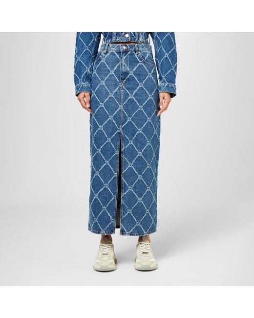 HUGO Blue Rigid-Denim Maxi Skirt