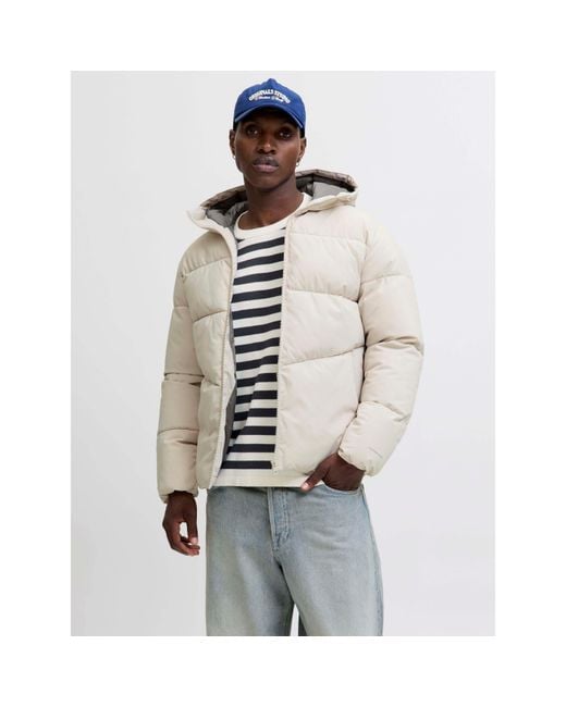Jack & Jones White Global Short Puffer Jacket for men