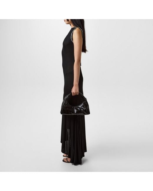 Off-White c/o Virgil Abloh Black Ribbed Semi-Sheer Backless Viscose Maxi Dress