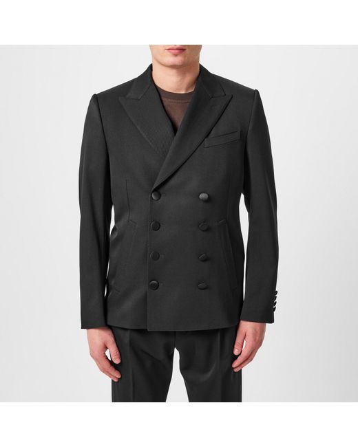 Dolce & Gabbana Black Double Breasted Wool Long Sleeve Formal Jacket for men