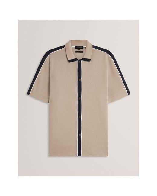 Ted Baker Natural Ted Ss Button Polo Sn64 for men