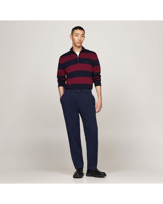 Tommy Hilfiger Blue Brushed Twill Tapered Chinos for men