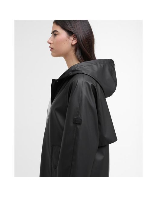 Barbour Black Recoleta Hooded Long Sleeve Knee Length Rain Anorak