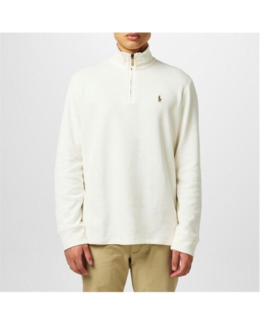 Polo Ralph Lauren Estate Fleece Quarter Zip Sweater in White for Men Lyst UK