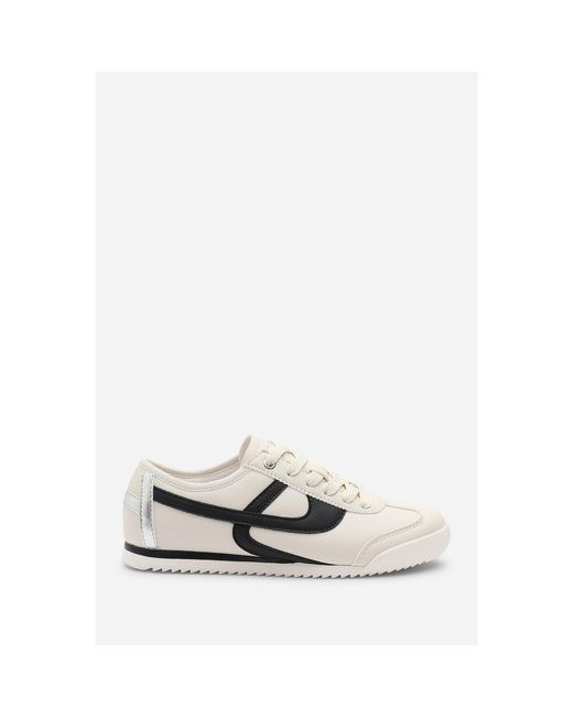 Where's That From Blue Court Lace Up Trainer With Stripe Detail
