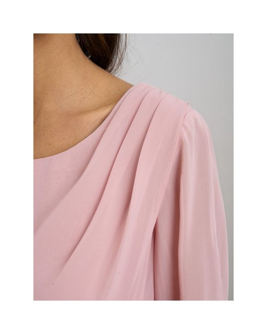 Gina Bacconi Pink Lexie Embellished Cuff Chiffon Dress