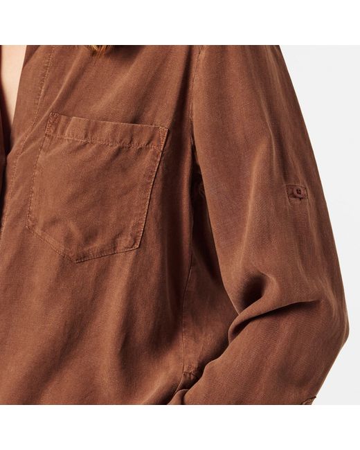 Bella Dahl Brown Split Back Long-Sleeve Plain Shirt