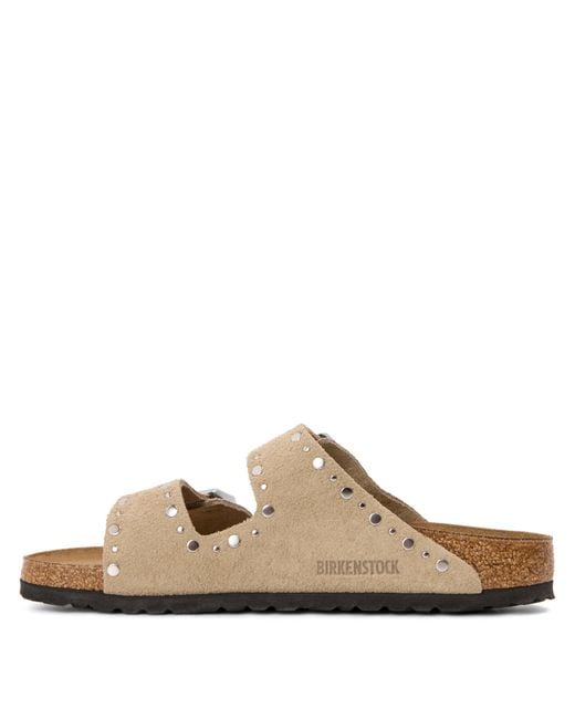 Birkenstock Natural Arizona Rivet Flat Sandals