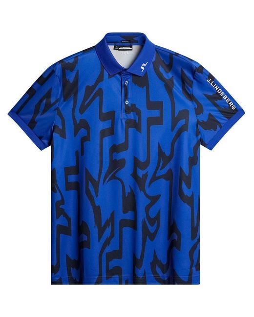 J.Lindeberg Blue Jlg Tour Tech Short-Sleeve Performance Polo Shirt for men