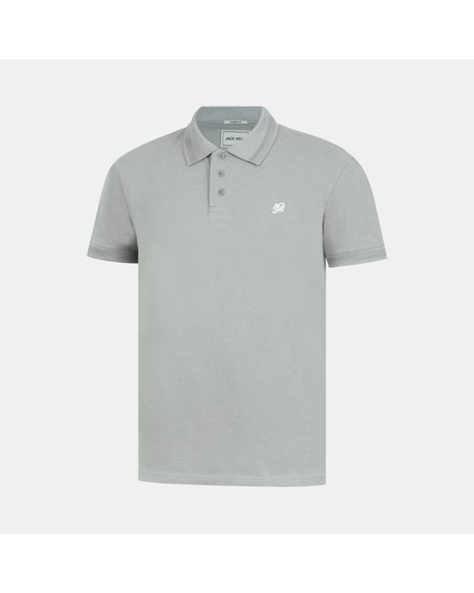 Jack Wills Gray Fine Pique Cotton Short Sleeve Polo Shirt for men