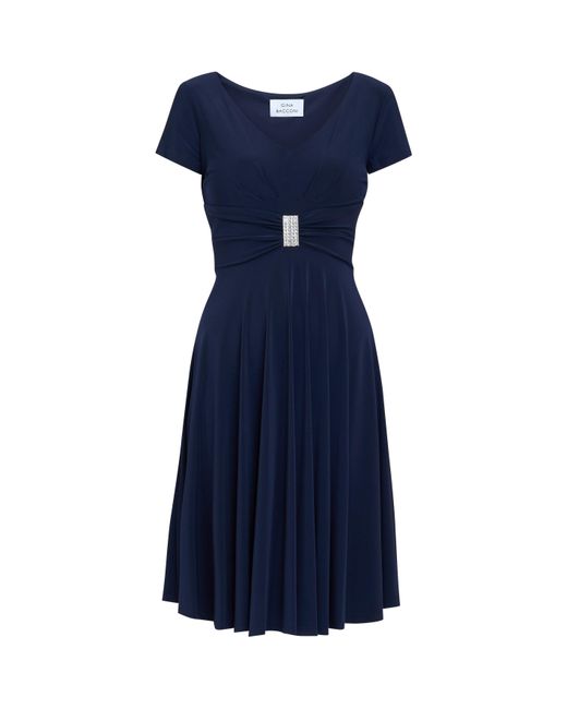 Gina Bacconi Blue Elsa Jersey Cocktail Dress