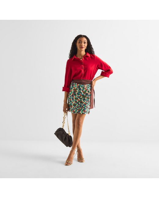 Never Fully Dressed Green Shell Mini Skirt