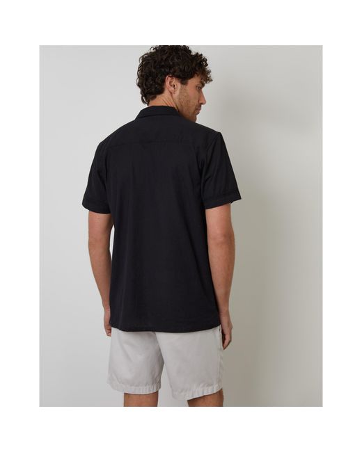 Threadbare Black Short-Sleeve Bowling Shirt for men