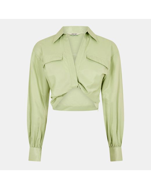 Jack Wills Green Draped Cropped Blouse