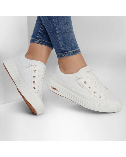 Skechers White Arch Fit Arcade-Meet Ya There Canvas Trainers