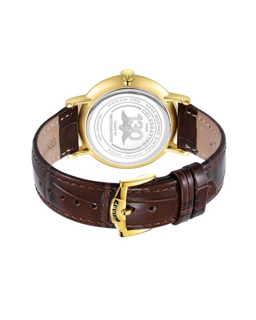 Rotary Metallic Heritage Ss Leather Strap Watch for men