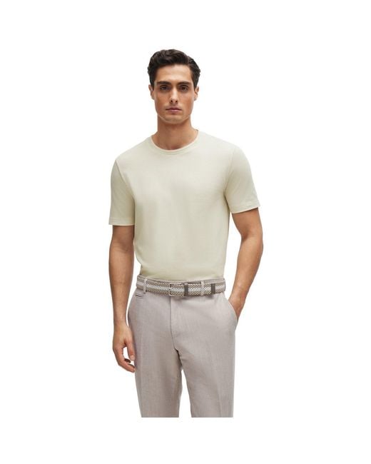 Boss Gray Tiburt Bubble Structure Cotton Short Sleeve T-Shirt for men