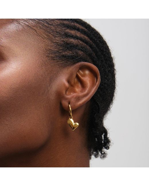 Jon Richard Metallic Plated Waterproof Heart Charm Hoop Earrings
