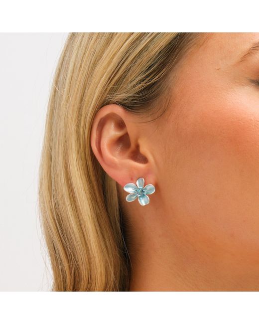 Jon Richard Blue Plated And Flower Earrings