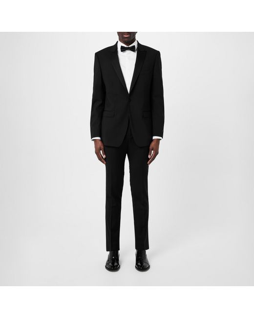Without Prejudice Black Messina Slim Fit Tuxedo Suit Jacket for men