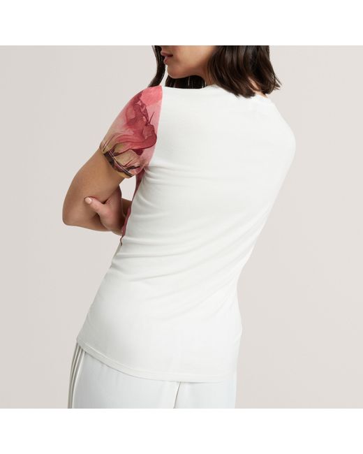Ted Baker Pink Floral Graphic Soft Touch Fitted T-Shirt