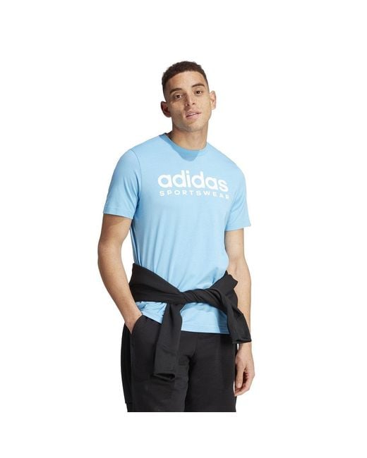 Adidas Blue Essentials Single Jersey Logo T-Shirt for men