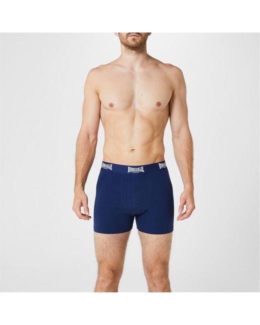 Lonsdale Blue 2 Pack Boxer Shorts for men