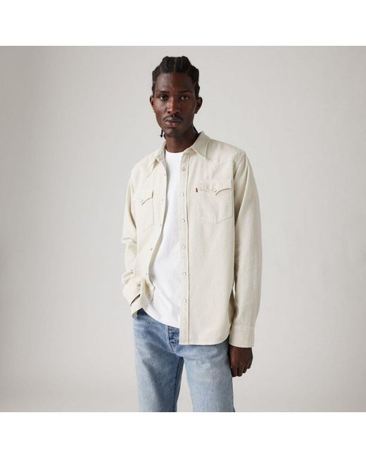 Levi's White Levi's Classic Western Snap Button Chest Pocket Overshirt for men