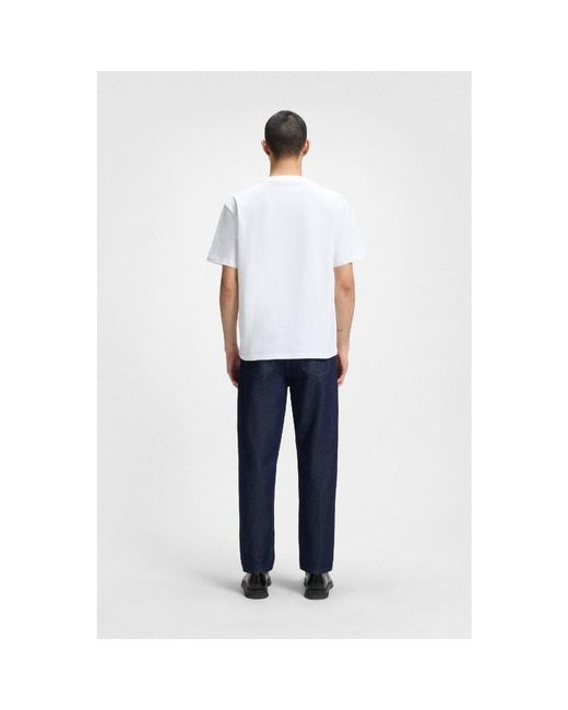 HUGO White Dapolino Logo Print T-Shirt for men