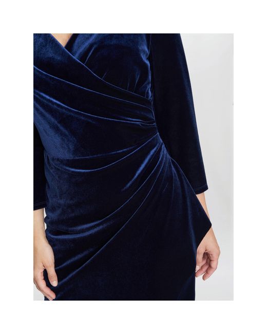 Gina Bacconi Blue Zoe Velvet Wrap Dress