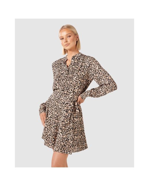 Forever New Brown Perry Shirt Godet Dress