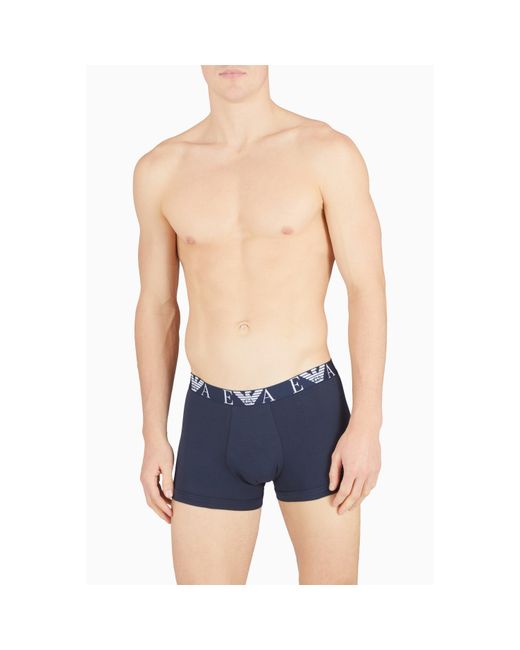 Emporio Armani Blue 3 Pack Logo Trunks for men