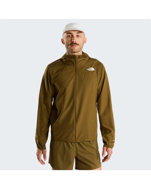 The North Face Green Windproof Packway Full-Zip Hooded Reflective Running Jacket for men