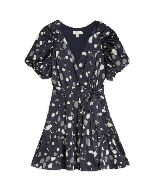 Ted Baker Black Steviee Puff Sleeve Faux Wrap Dress