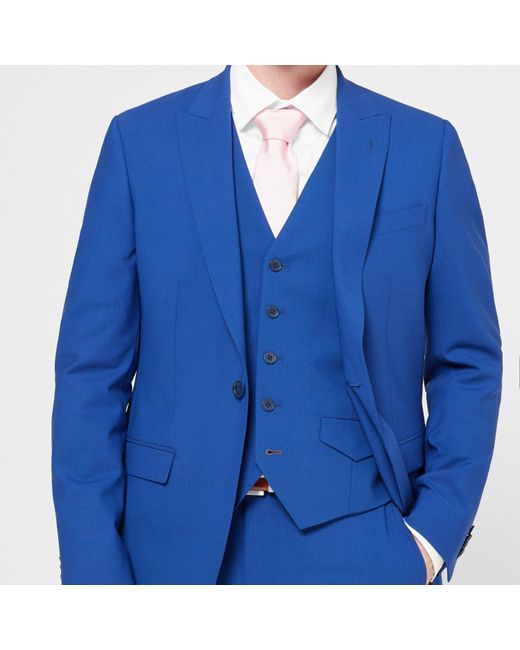 Without Prejudice Blue Kilburn Slim Fit Waistcoat for men