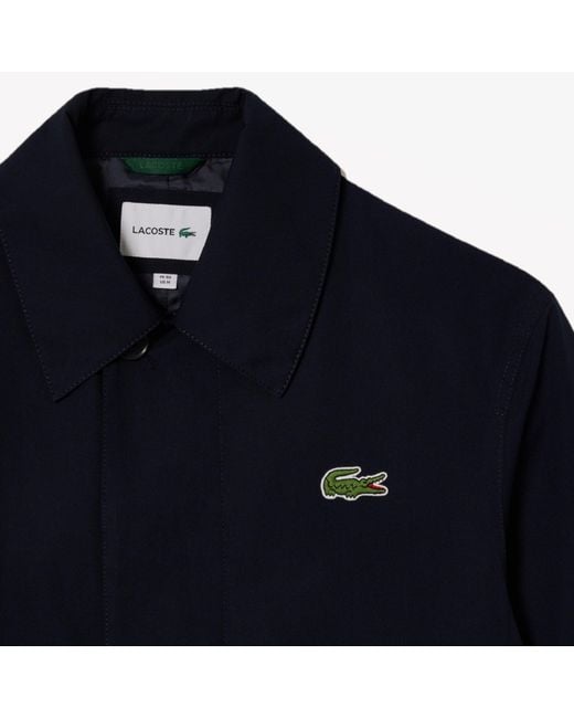 Lacoste Blue Lightweight Showerproof Cotton Twill Trench Coat for men