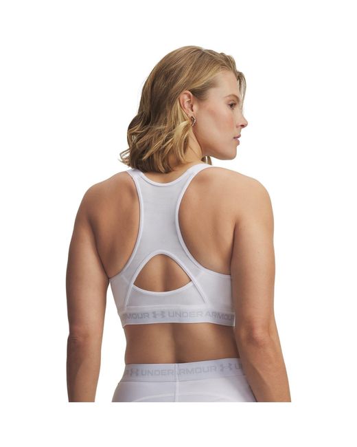 Under Armour White Heatgear Crossback High Sports Bra Halo