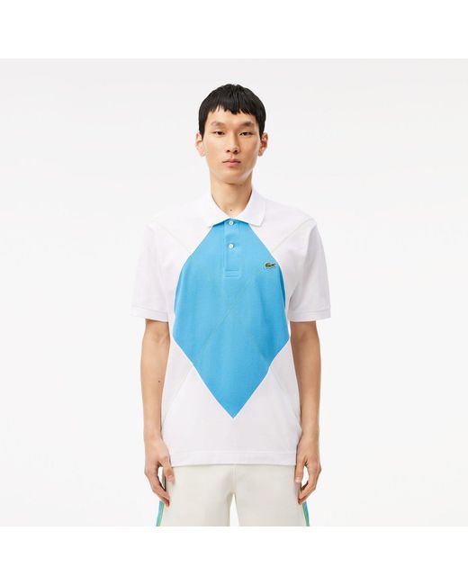 Lacoste Blue Classic Fit L.12.12 Argyle Polo Shirt for men