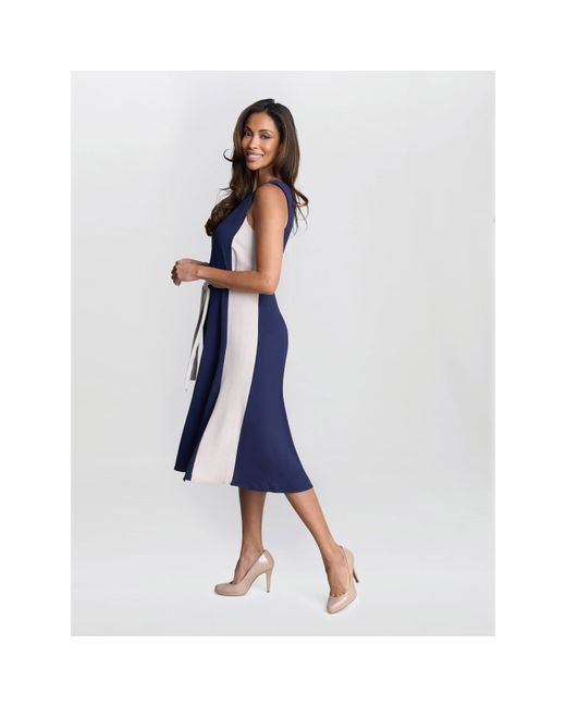 Gina Bacconi Blue Kendall Two Tone A-Line Dress