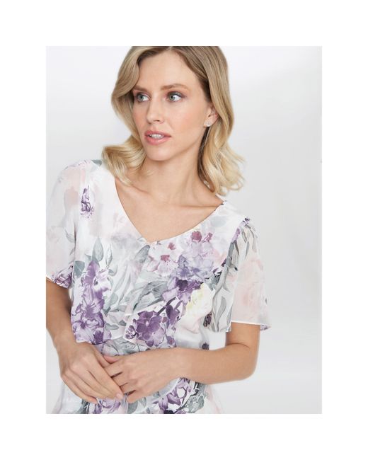 Gina Bacconi White Kia Printed Tiered Dress