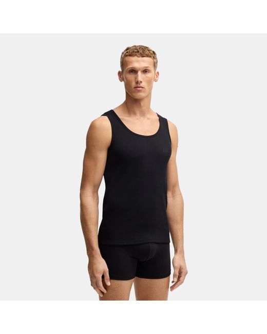 Boss Black Classic Ribbed Tank Top 3-Pack, Cotton Construction for men