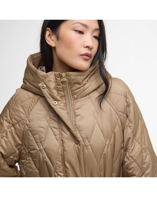 Barbour Natural Celine Diamond Quilted Hooded Long Sleeve Quilted Jacket