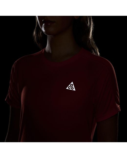 Nike Red Acg Dri-Fit Short-Sleeve Trail Running Top