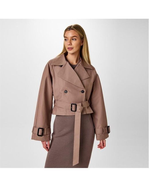 Jack Wills Crop Mryl Trench Ld51 in Brown Lyst UK