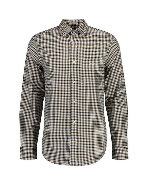 Gant Gray Regular Fit Twill Micro Multi Check Shirt for men