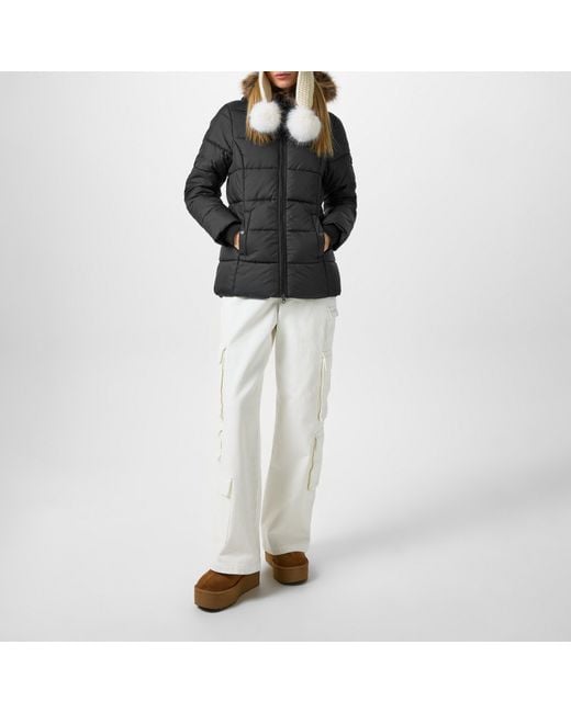 Barbour Black Midhurst Quilted Faux Fur Hood Short Puffer Jacket